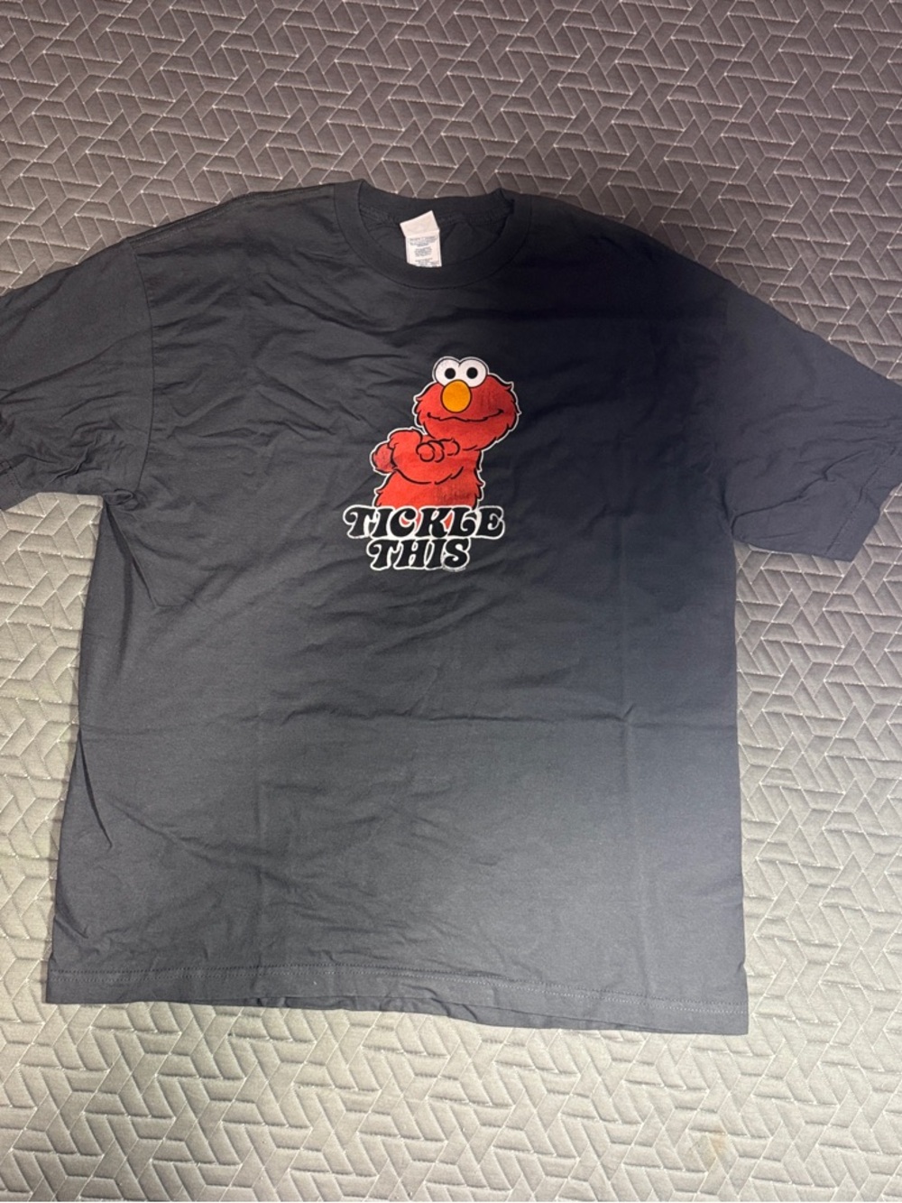 Unbranded Black Short Sleeve Tee with Red Elmo 'Tickle This' Graphic